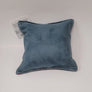 Solid light blue back of red fox pillow.