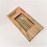 Bamboo straws in their boxed packaging. Can see almost all 8 straws peaking through the box window.
