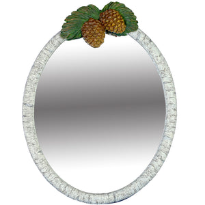Pinecone Oval Birch Mirror