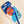 Top of blue-handled launcher and orange ball in blue and white packaging