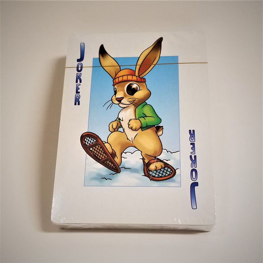 Back of the deck of JR Ranger cards showing the JOKER as a rabbit with snowshoes.