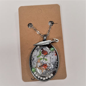 Snowbird Stamp Collage Pendant from Arty Lady