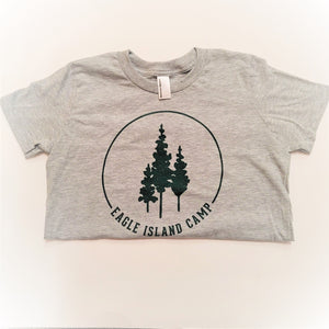 Eagle Island Youth T-shirts, Gray with Green Logo